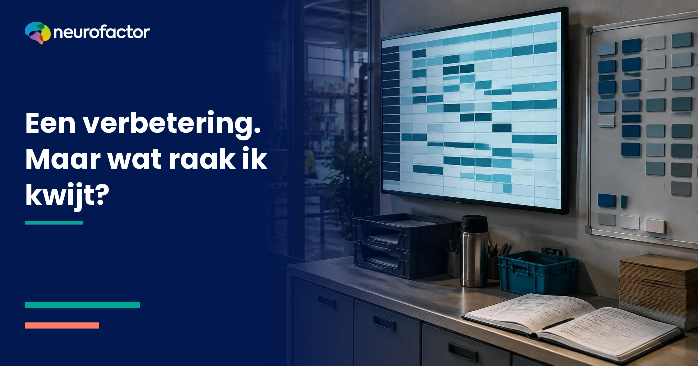 Fictieve logistieke werkruimte met digitale planning, planbord en planningsboek.