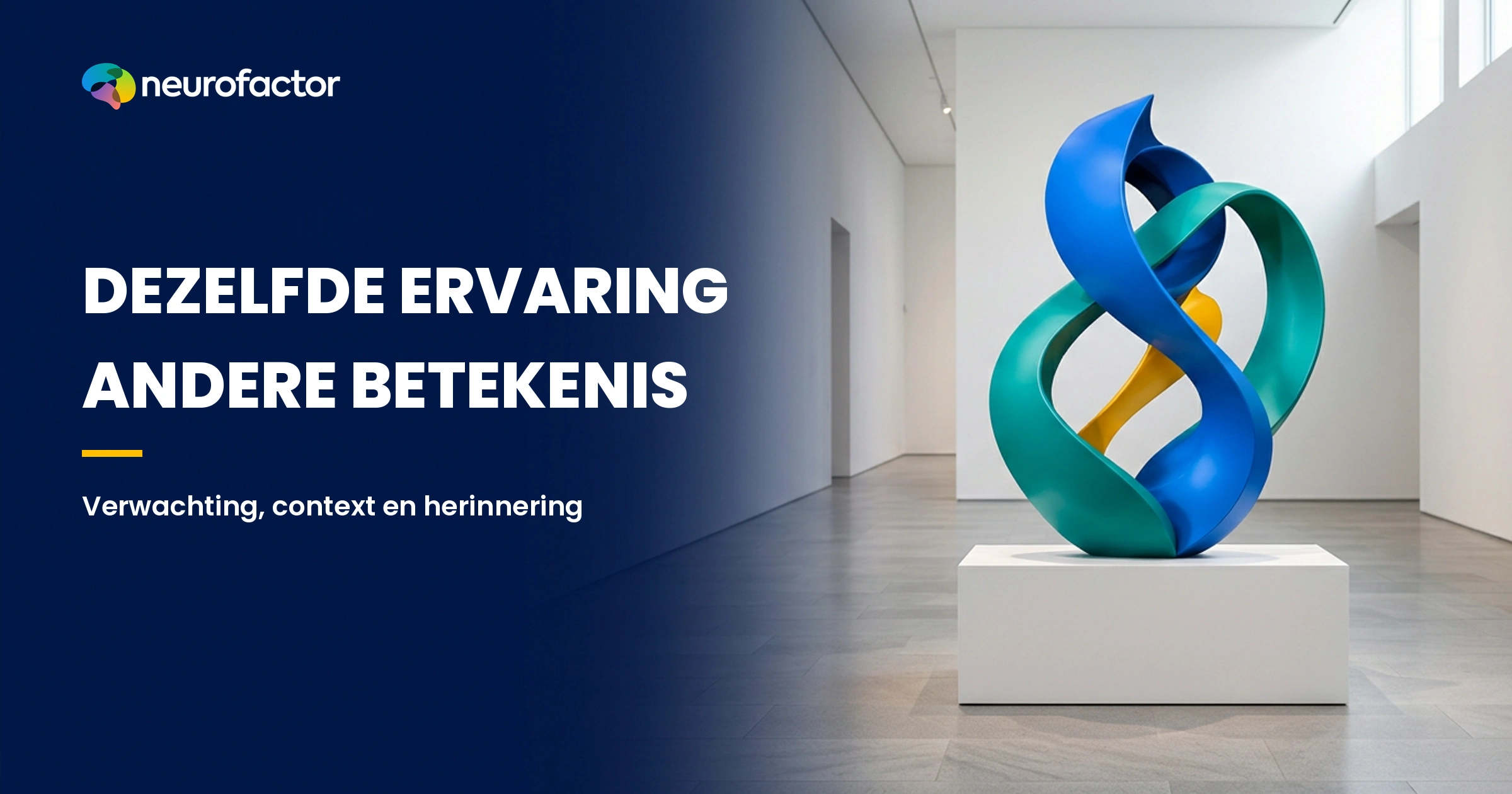 Eén abstracte tentoonstellingsomgeving met twee mogelijke interpretaties van dezelfde ervaring: nieuwsgierigheid en onzekerheid.
