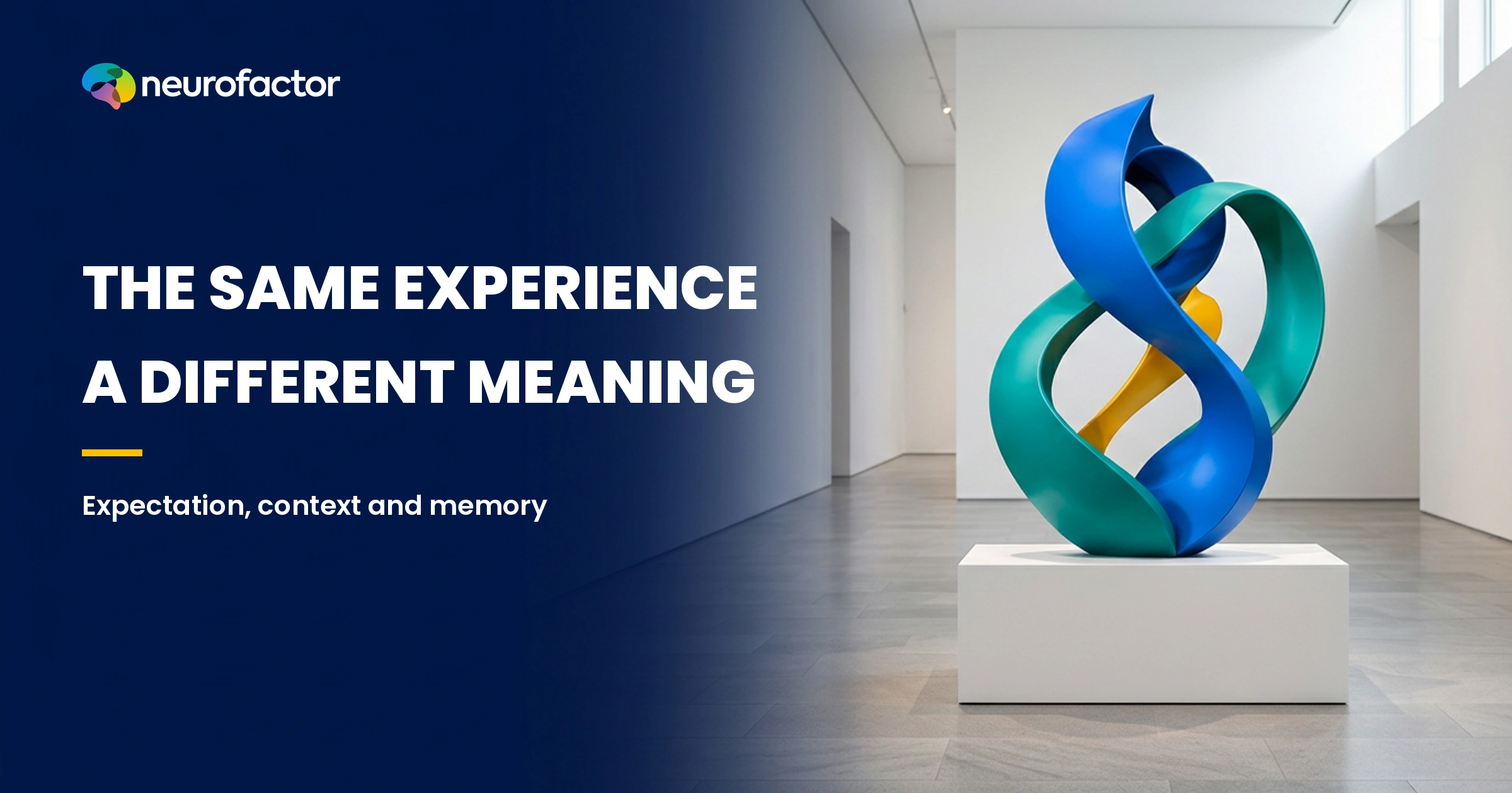 One abstract exhibition setting showing two possible interpretations of the same experience: curiosity and uncertainty.
