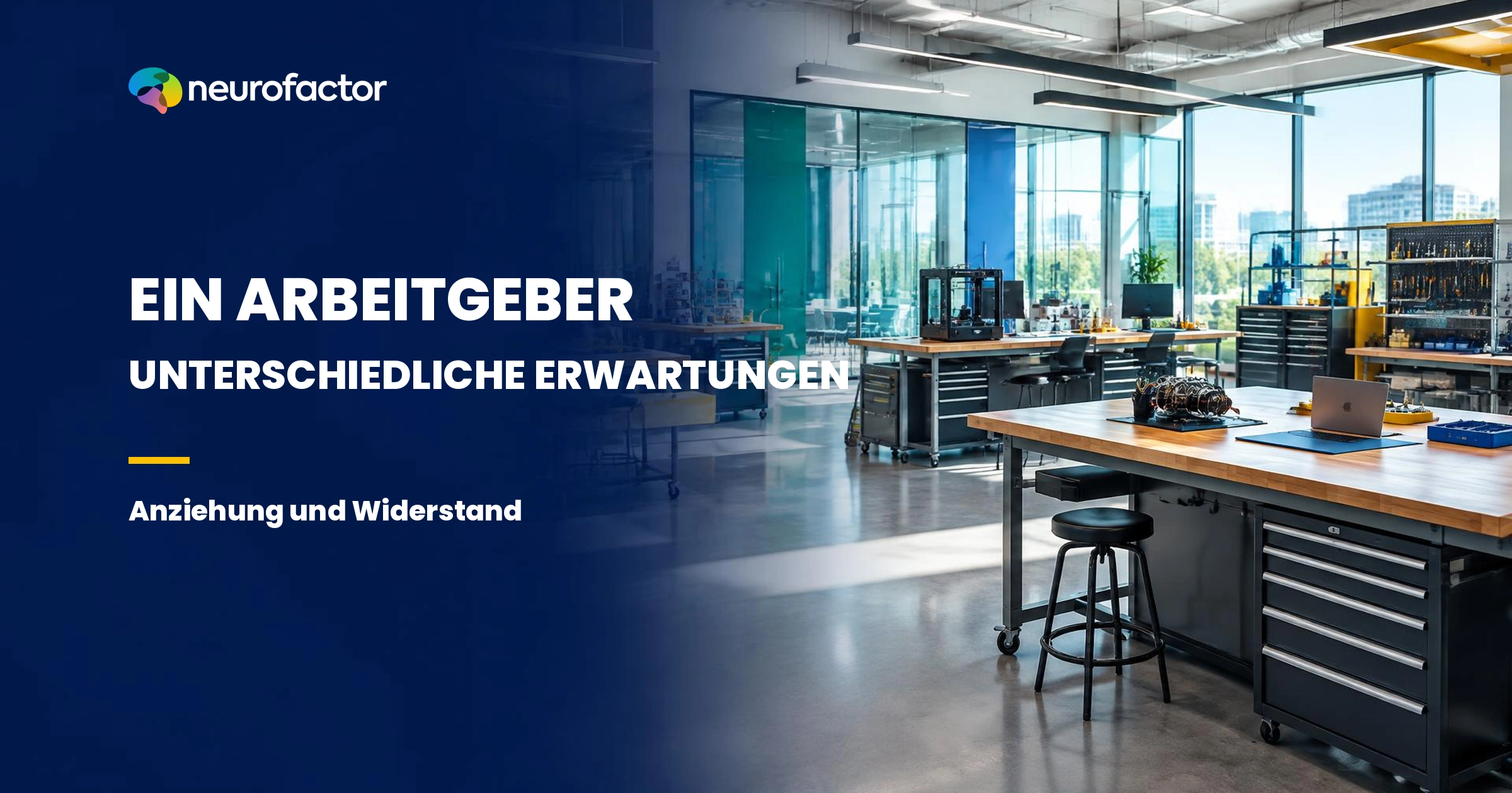 Schematisches Arbeitgeberbild mit zwei möglichen Erwartungen: Anziehung und Widerstand beim selben Unternehmen.