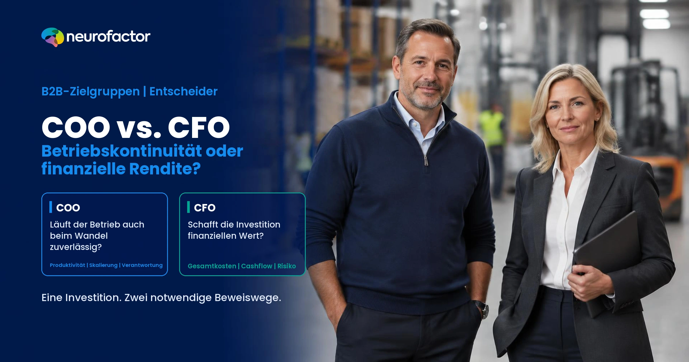 COO und CFO bewerten dieselbe Automatisierungsinvestition nach Betriebskontinuität und finanzieller Rendite.
