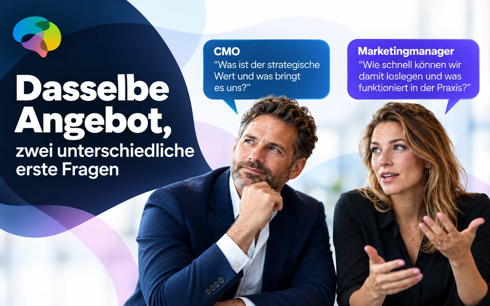 Dieselbe Marketingproposition führt bei Marketingmanager und CMO zu zwei unterschiedlichen ersten Fragen.