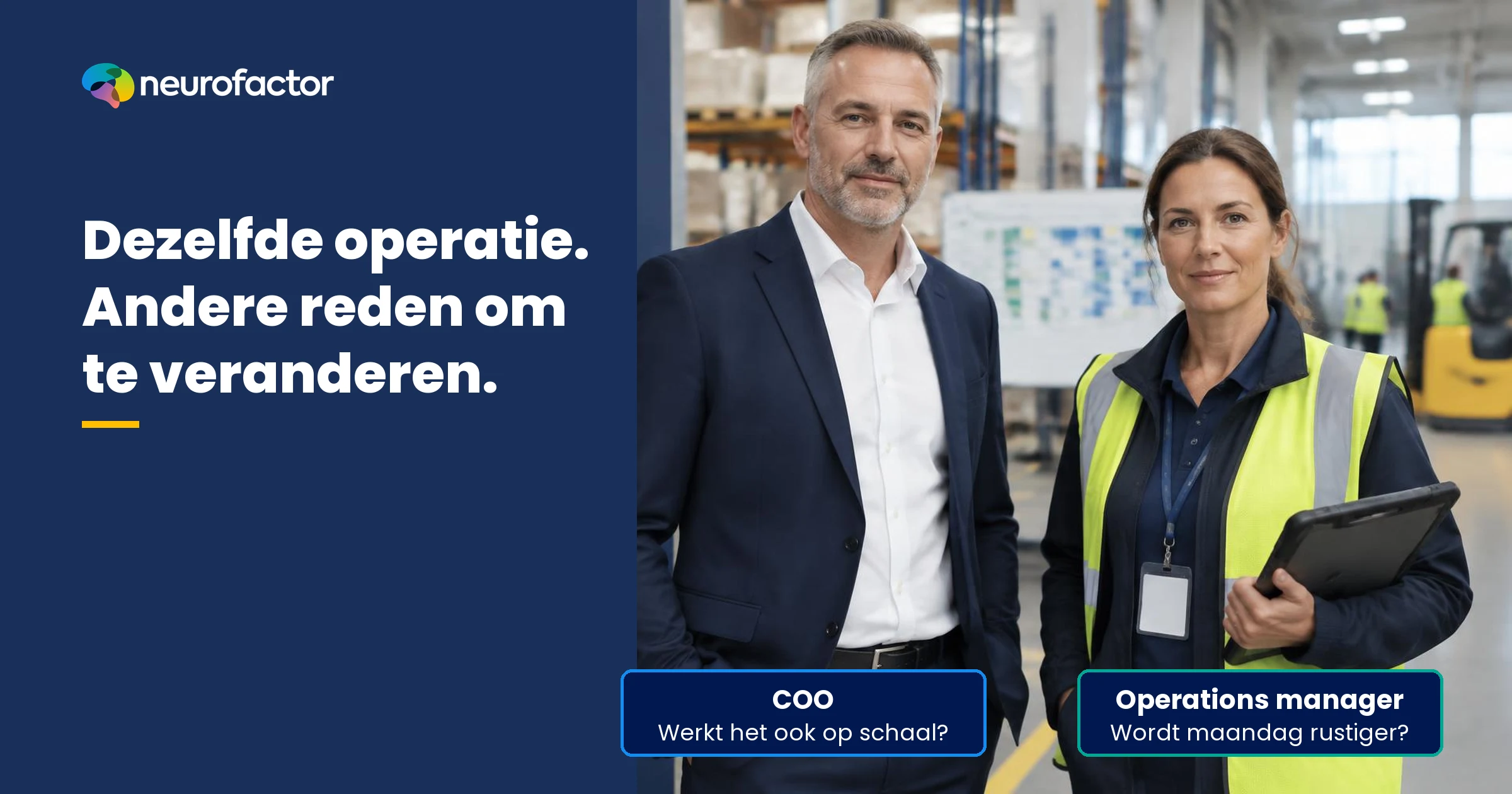 COO versus operations manager - organisatiebrede schaalbaarheid tegenover dagelijkse werkvloerfrictie in de Neurofactor-doelgroepkaarten.