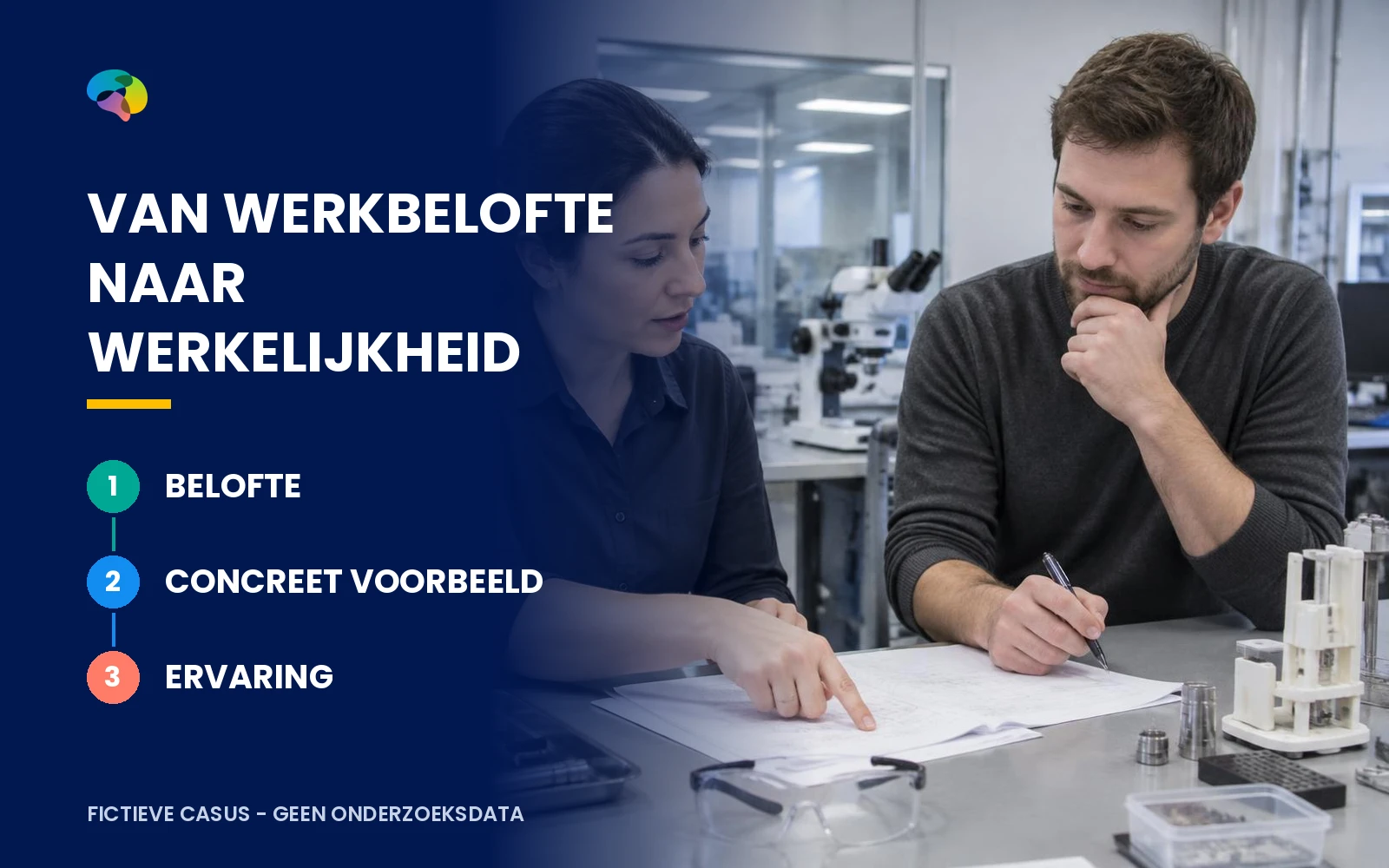 Fictieve kwaliteitsingenieur die een verbeterprocedure bespreekt bij de ontwikkeling van medische hulpmiddelen.