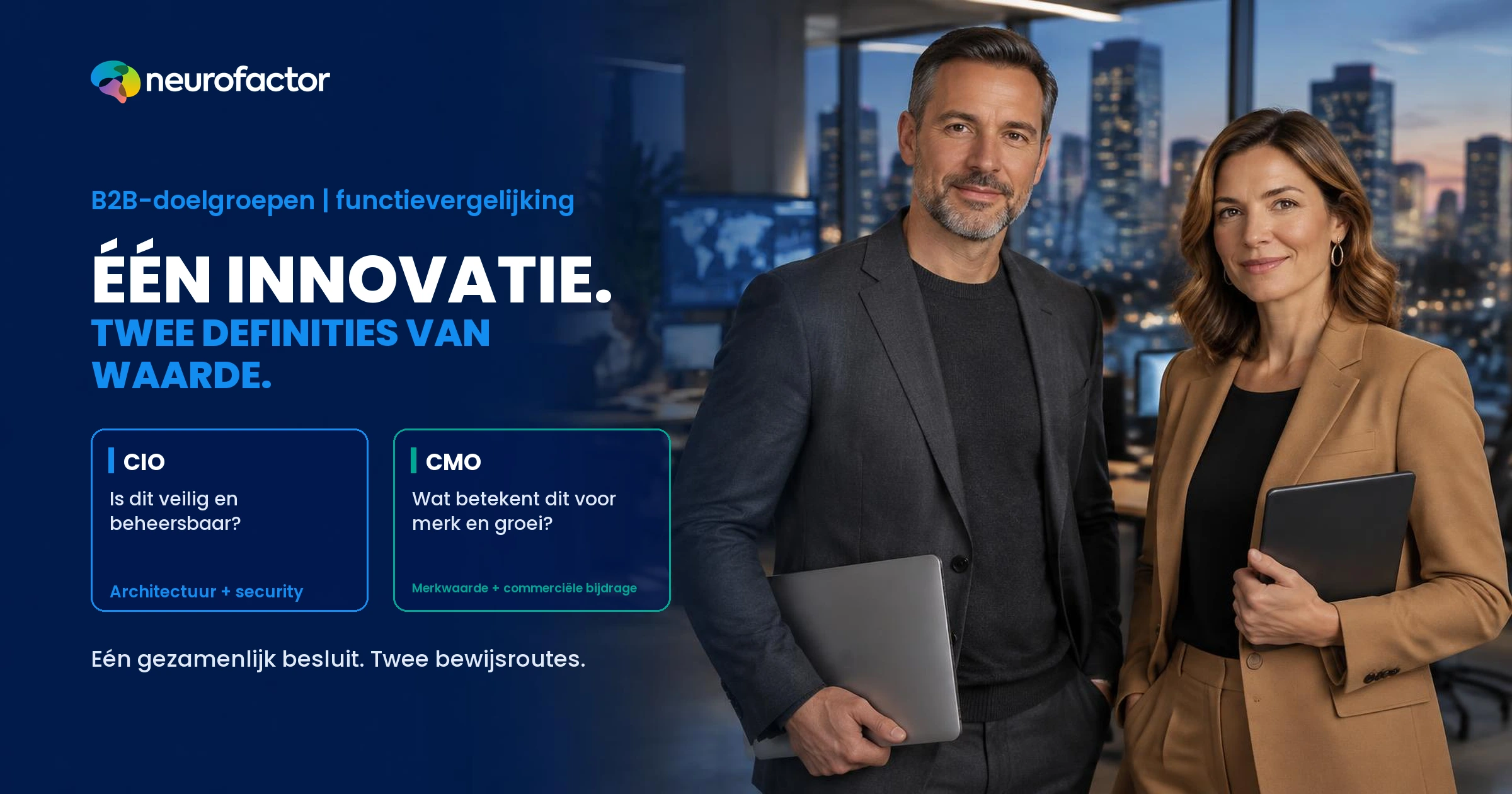 CIO en CMO beoordelen hetzelfde AI-marketingvoorstel verschillend: de CIO weegt beveiliging en architectuur, de CMO merkwaarde en commerciële bijdrage.